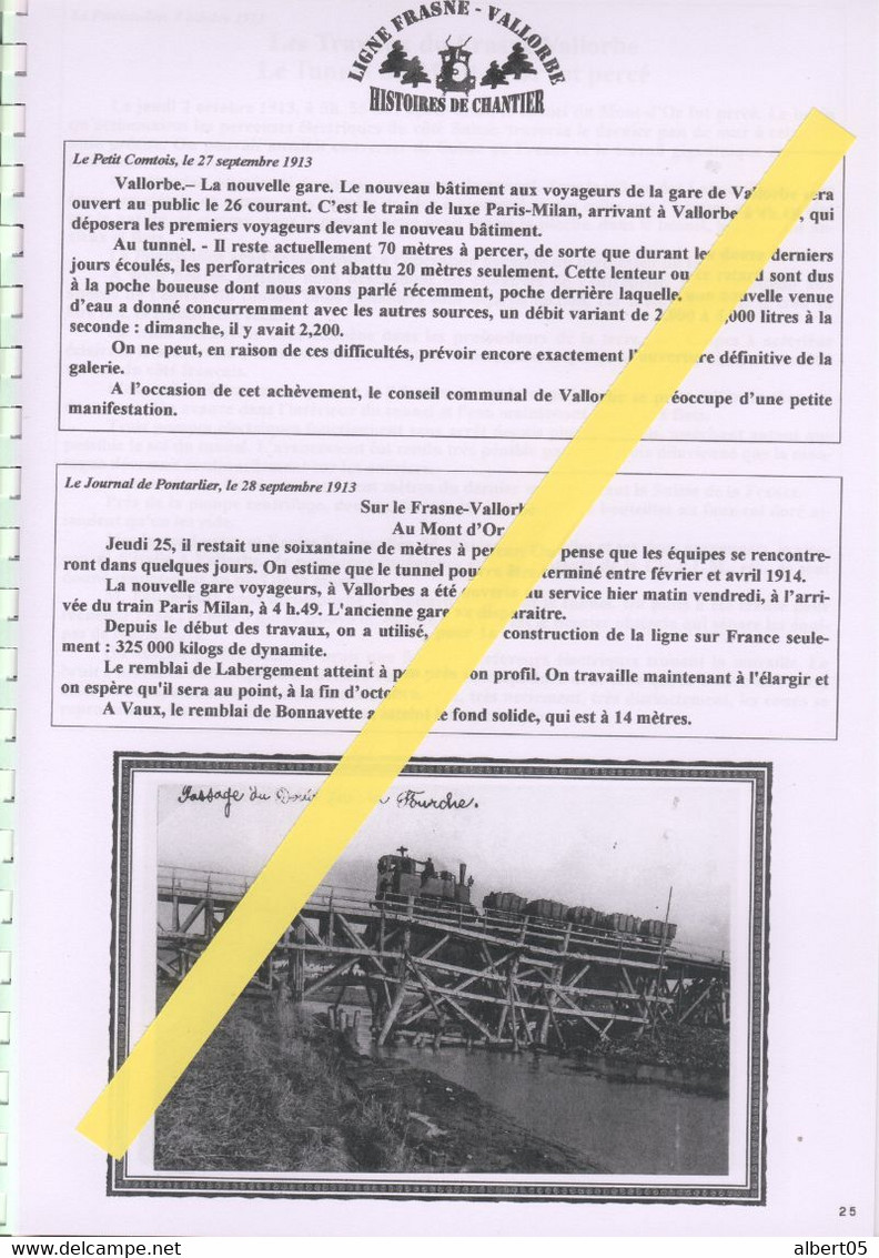 Fascicule N° 11 Ligne Frasne-Vallorbe - Histoires De Chantiers - Année 1913 - Structures