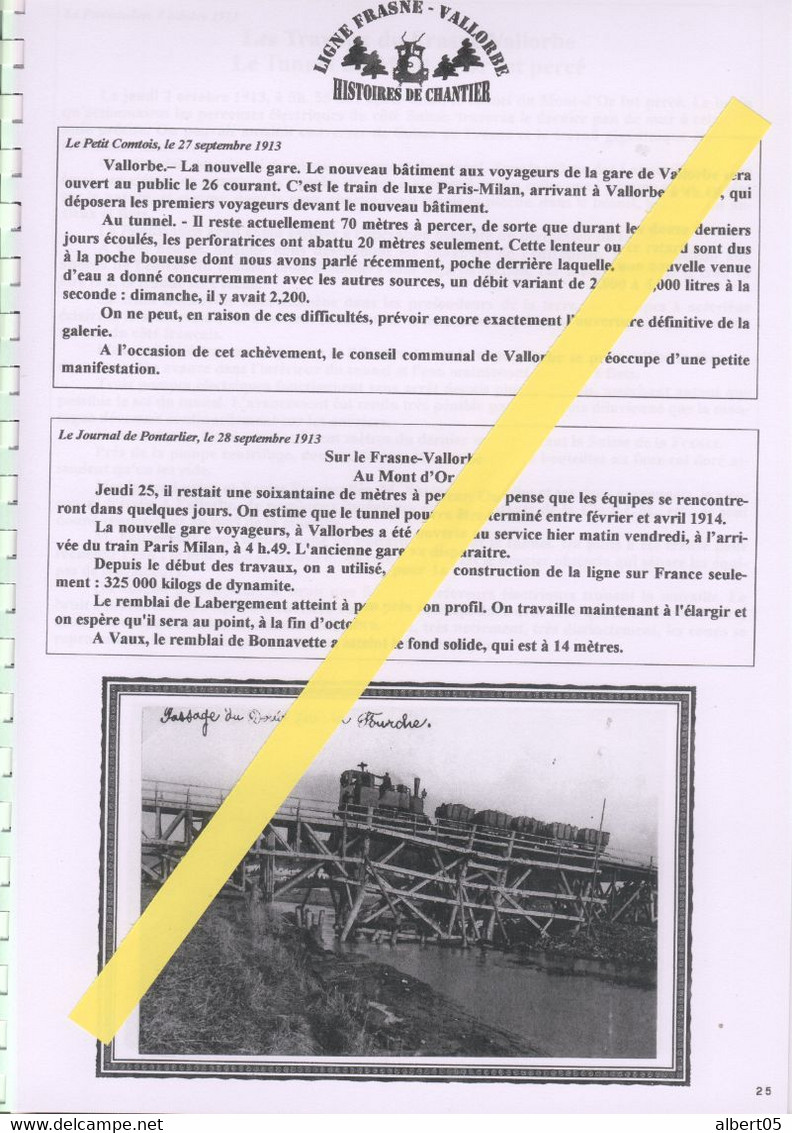 Fascicule N° 11 Ligne Frasne-Vallorbe - Histoires De Chantiers - Année 1913 - Ouvrages D'Art