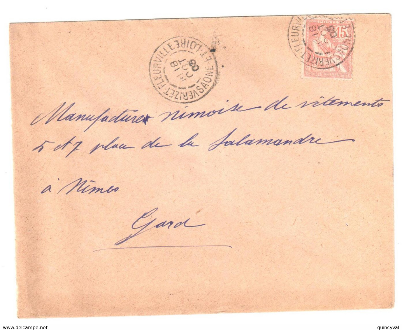 VERIZET FLURVILLE Saône Et Loire Lettre 15c Mouchon Yv 125 Ob 1903 Type 84 - Cartas & Documentos
