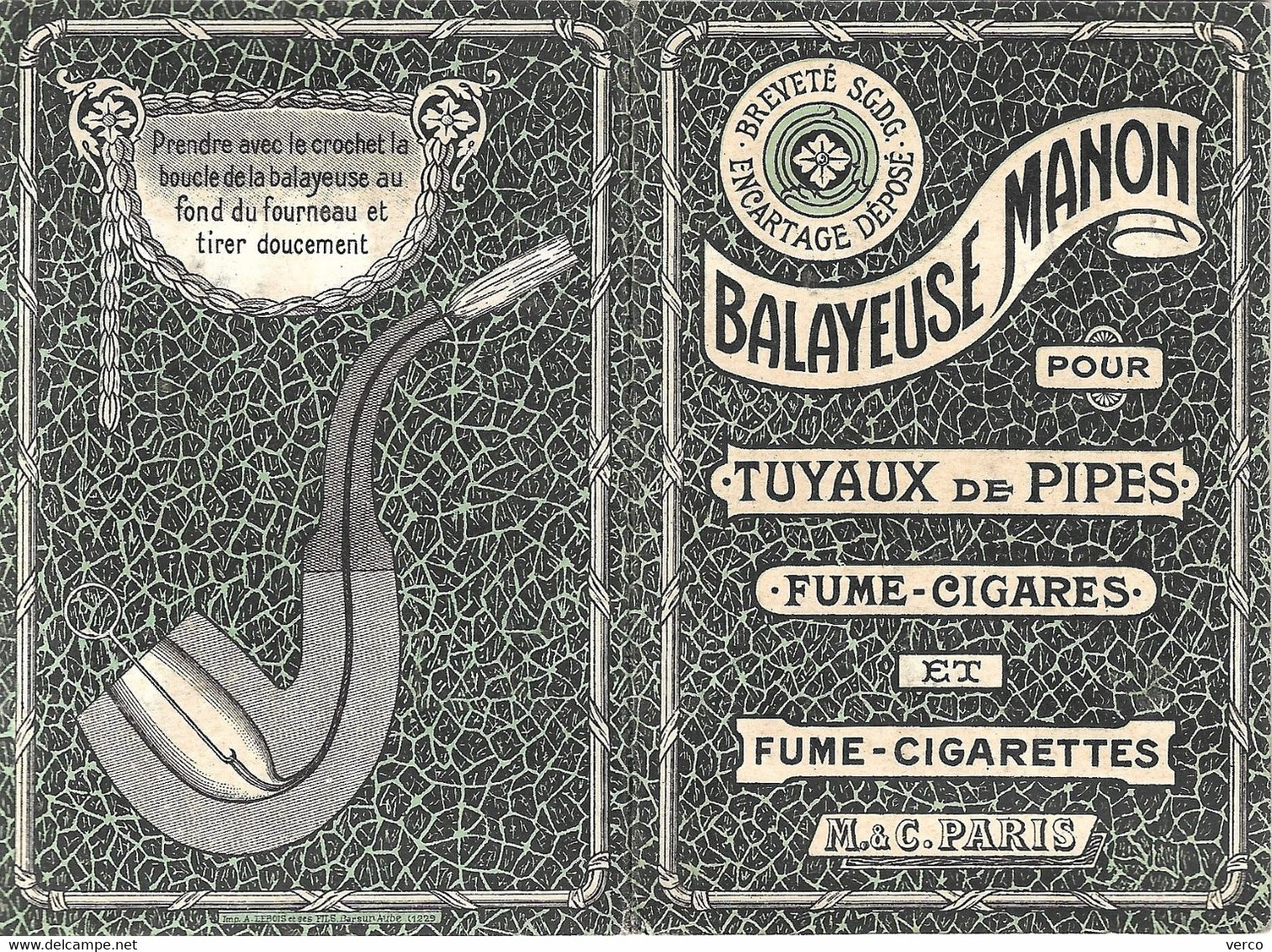 Objet Ancien De BALAYEUSE "MANON" - Pochette Verte Complète Avec Le Résumé à L'intérieur - Zonder Classificatie