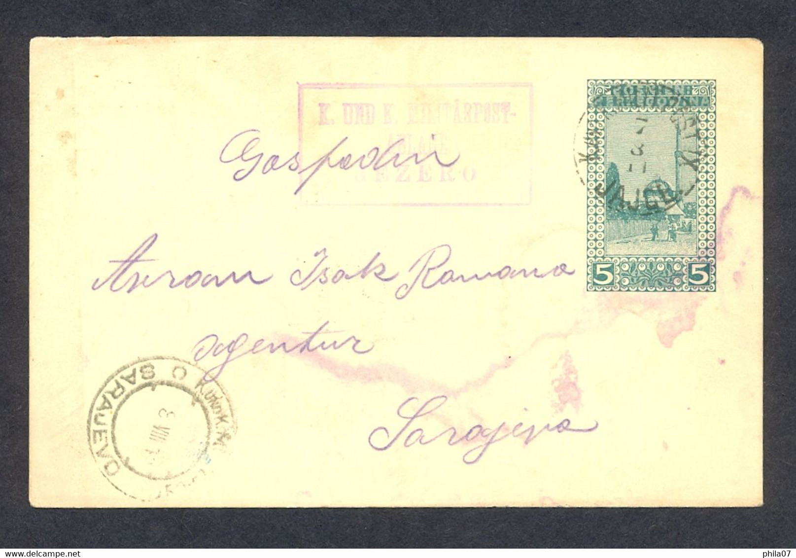 BOSNIA AND HERZEGOVINA - Stationery Sent From Postal Agency JEZERO Via Post Office Jajce To Sarajevo 07.03.1911. - Bosnien-Herzegowina