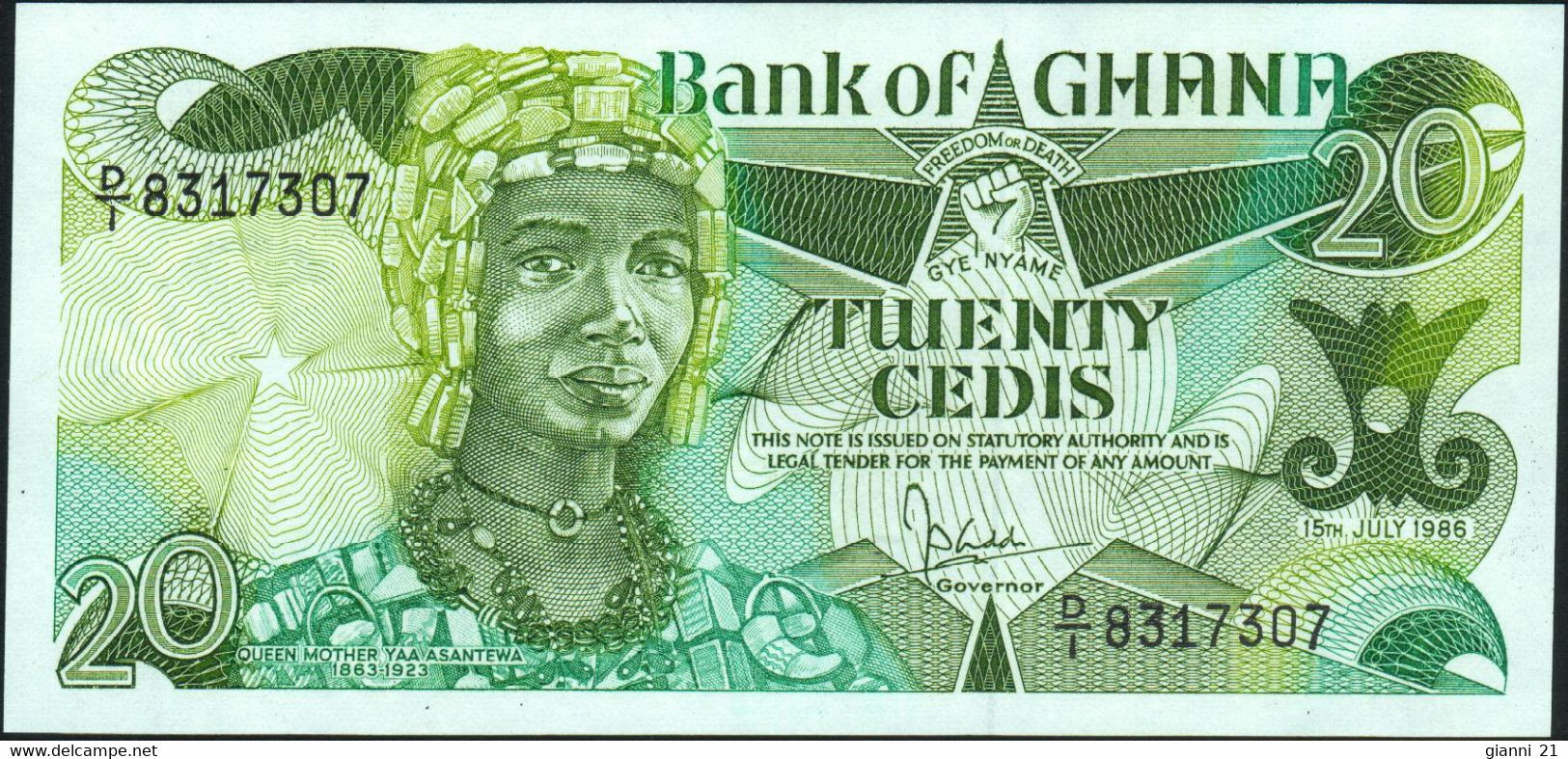 ♛ GHANA - 20 Cedis 15.07.1986 UNC P.24 - Ghana