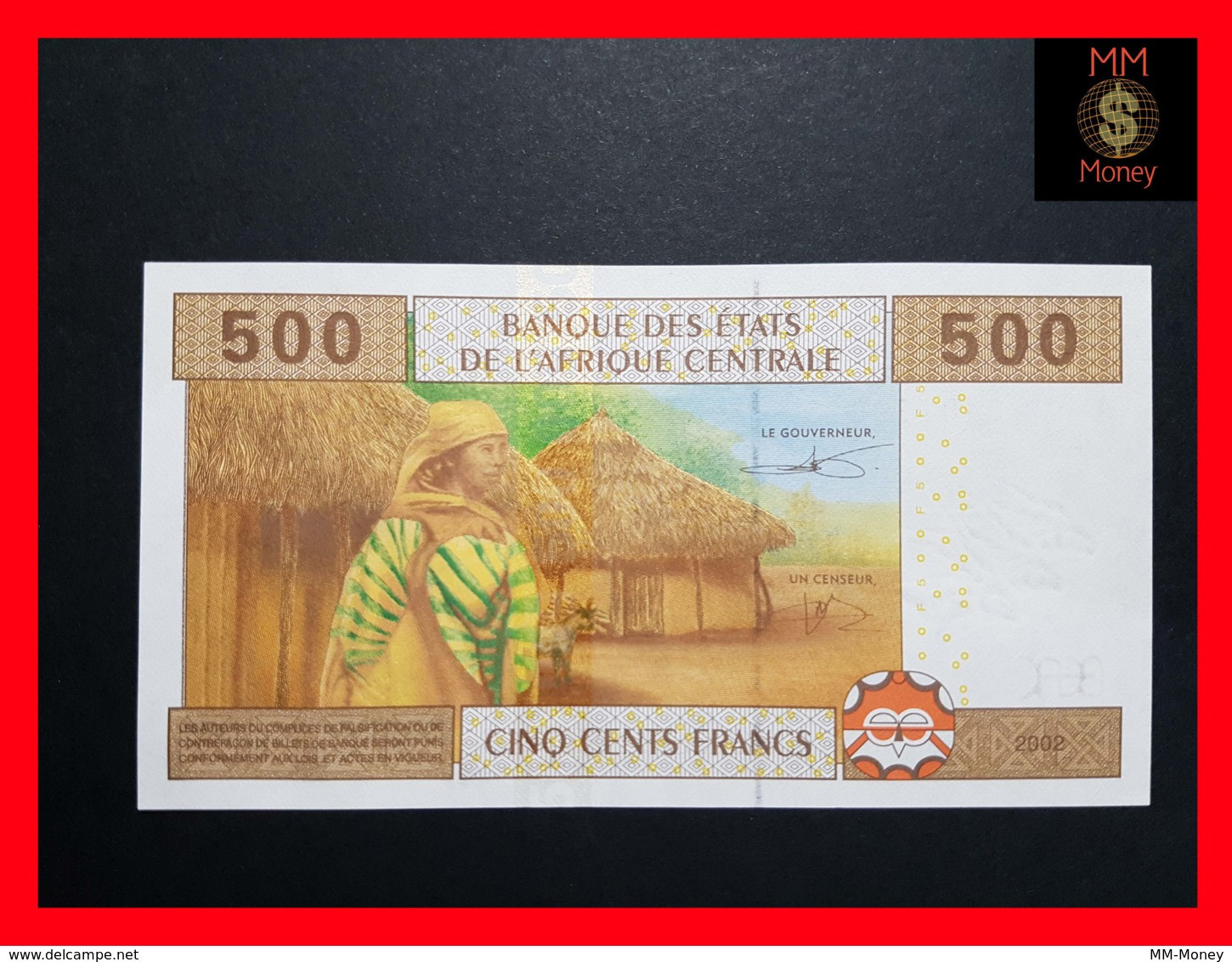 CENTRAL AFRICAN STATES  "A"  GABON 500 Francs 2002  P. 406 A C  UNC - Central African States