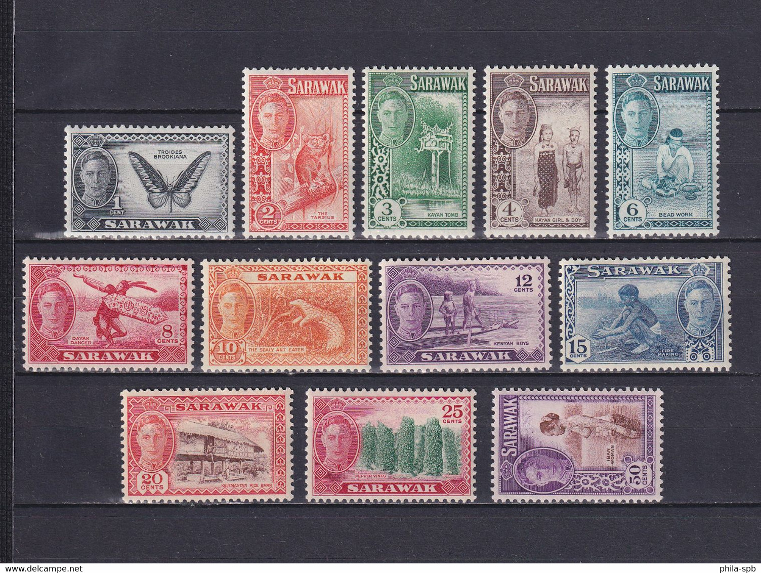 SARAWAK 1950, SG# 171 - 182, Short Set, Personalities, Animals, MH - Sarawak (...-1963)