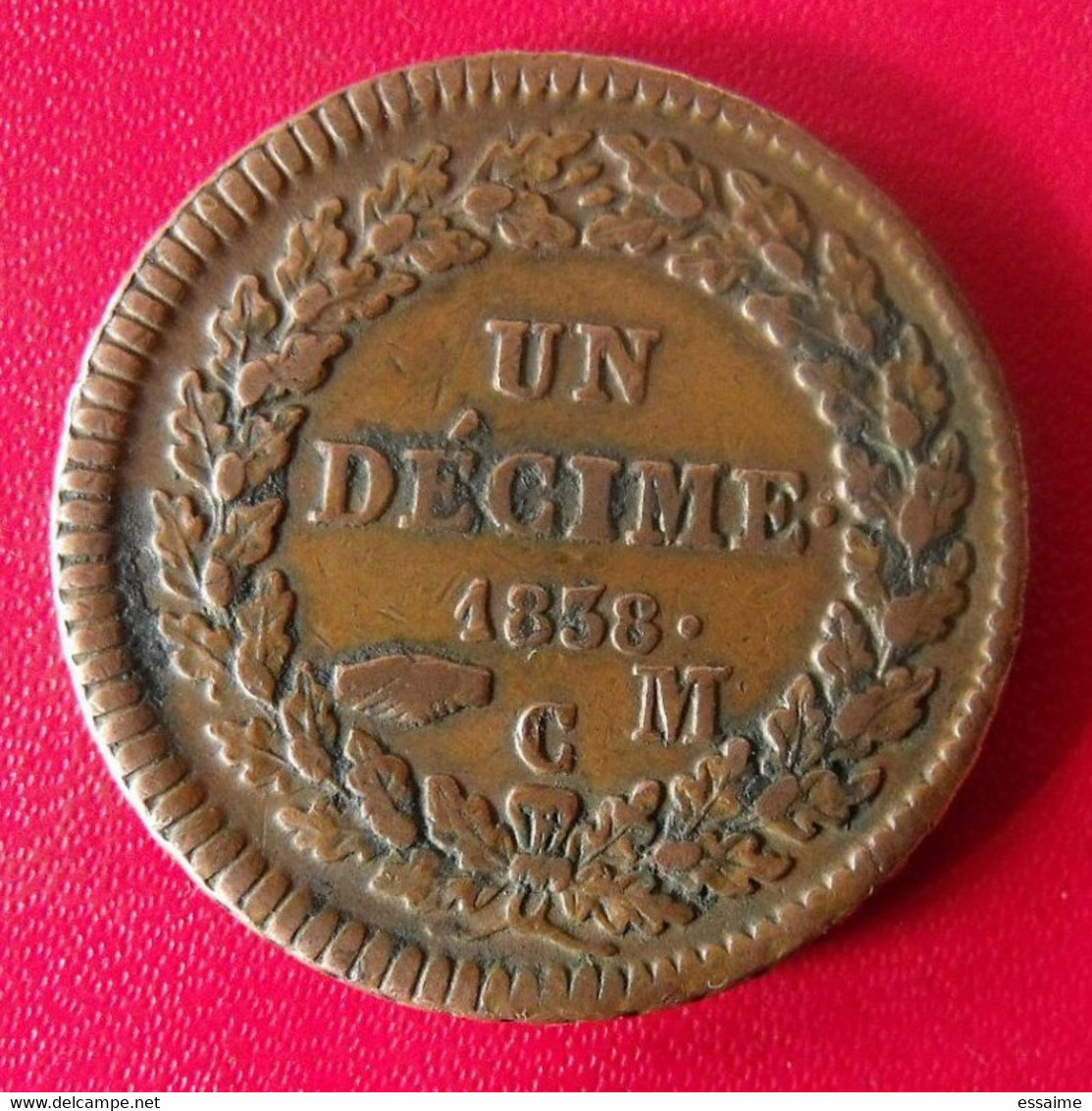 Monaco. Honoré V. Un Décime 1838 C M. Diam. 33 Mm - Charles III.