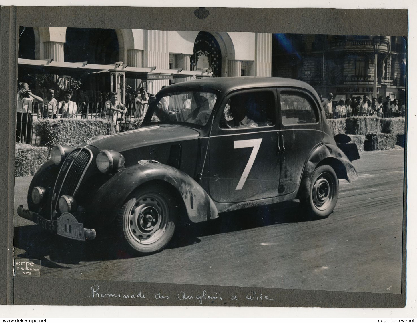 12eme Rallye Des Alpes 1949 - Equipe SEBAN DESCOMS - Sur La Promenade Des Anglais, NICE - SIMCA 8 COUPÉ 1949 - Auto's