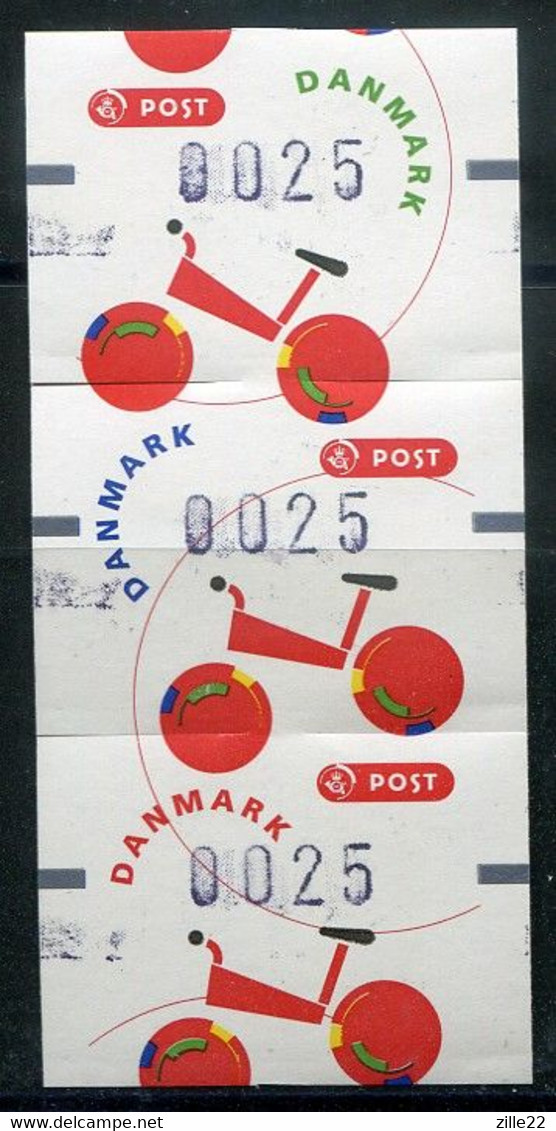 Denmark Dänemark Mi# ATM 8-10 Velo Postfrisch/MNH - Strip Cutting Error - Timbres De Distributeurs [ATM]