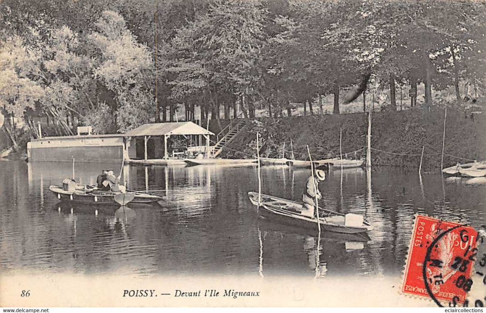 Poissy        78          Devant L'Ile Migneaux Pêcheurs A La Ligne    - Petite Déchirure - (voir Scan) - Poissy