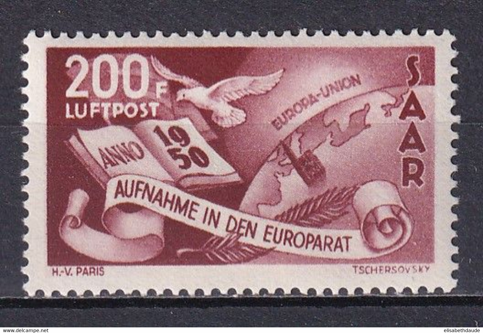 SAAR / SARRE - 1950 - POSTE AERIENNE YVERT N°13 ** MNH - COTE = 230 EUR. - UPU - Neufs