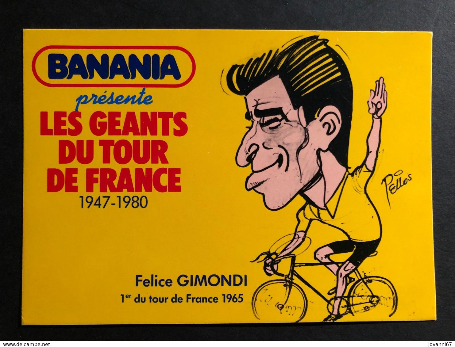 Felice Gimondi - BANANIA - Caricature Pellos 1981 - Carte / Card - Cyclist - Cyclisme - Ciclismo -wielrennen - Ciclismo