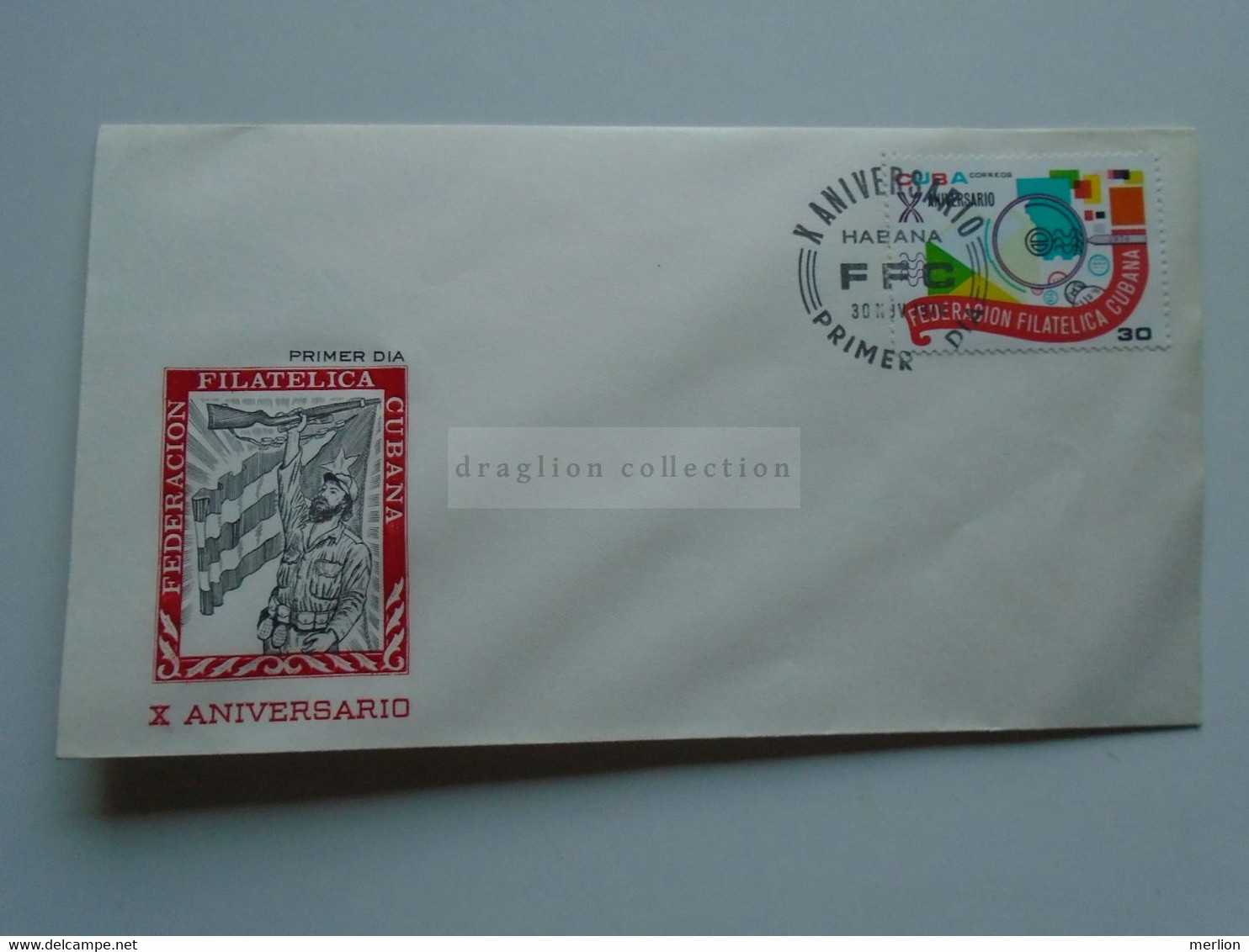 ZA346.29 CUBA FDC 1974 Federacion  Filatelica  Cubana  X Aniversario  1974 - Cartas & Documentos