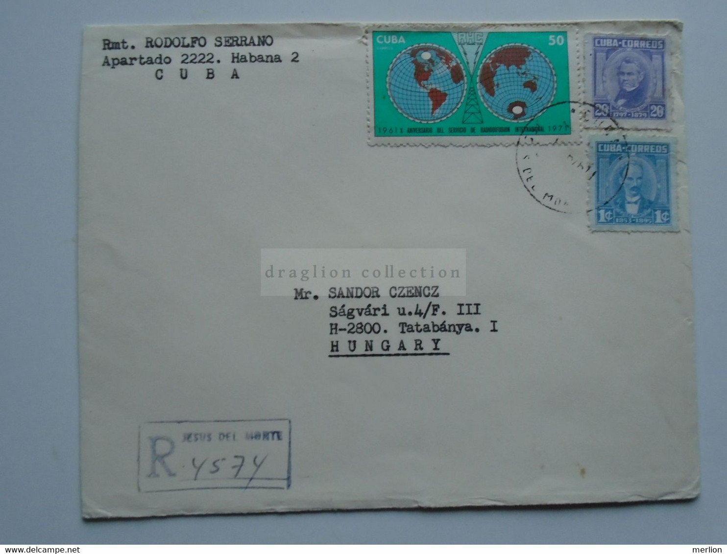 ZA346.32   CUBA  Registered Cover 1976  Cancel   Jesús Del Monte, La Habana,  Sent To Hungary - Cartas & Documentos