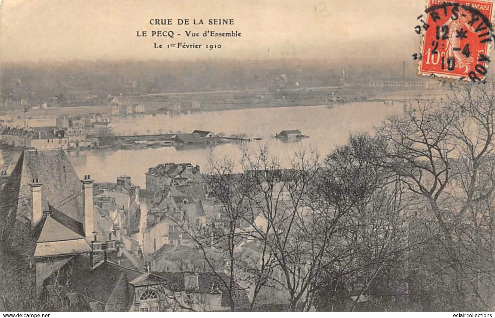 Le Pecq          78         Inondations 1910. Vue D'ensemble             (voir Scan) - Le Pecq