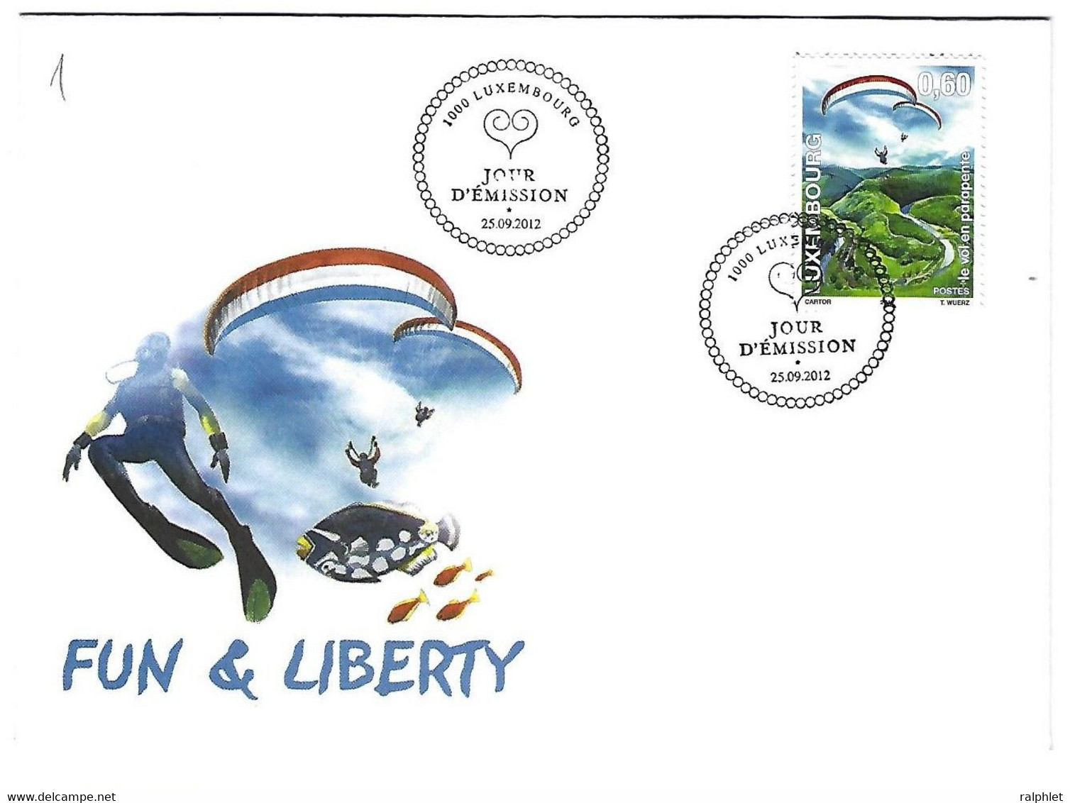 Luxembourg 2012 Fun Liberty Paragliding Parapente - Lettres & Documents