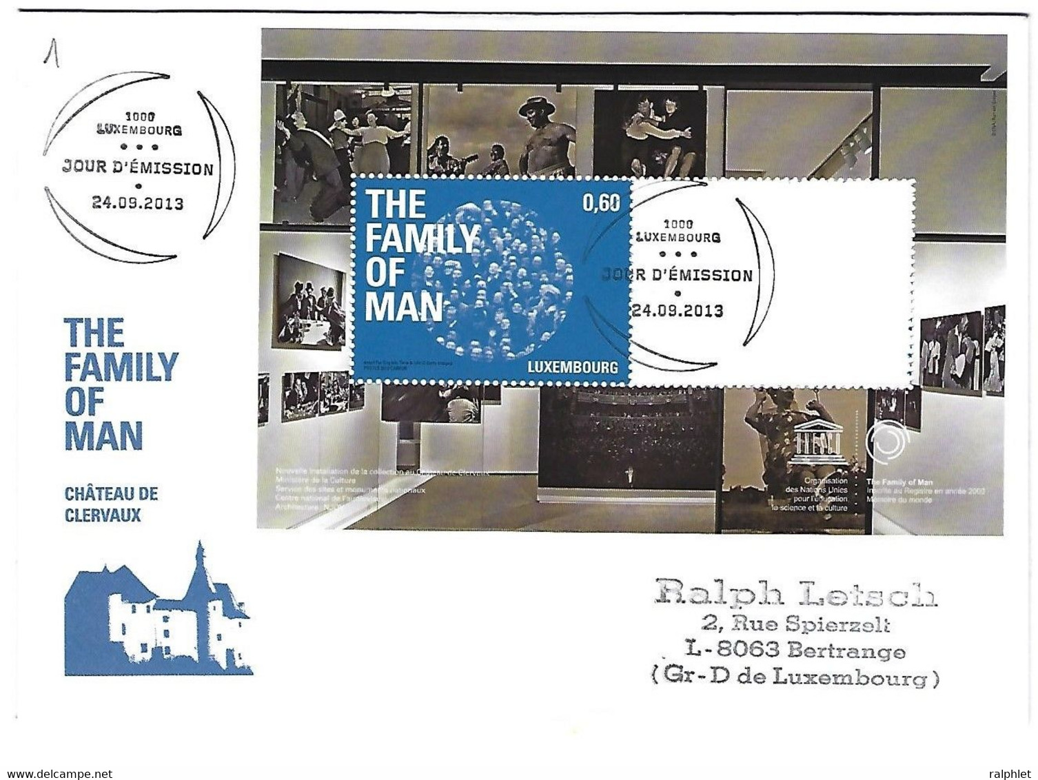 Luxembourg 2013 Edward Steichen Family Of Man UNESCO Heritage Mondial Weltkulturerbe Museum Modern Art New York - Cartas & Documentos