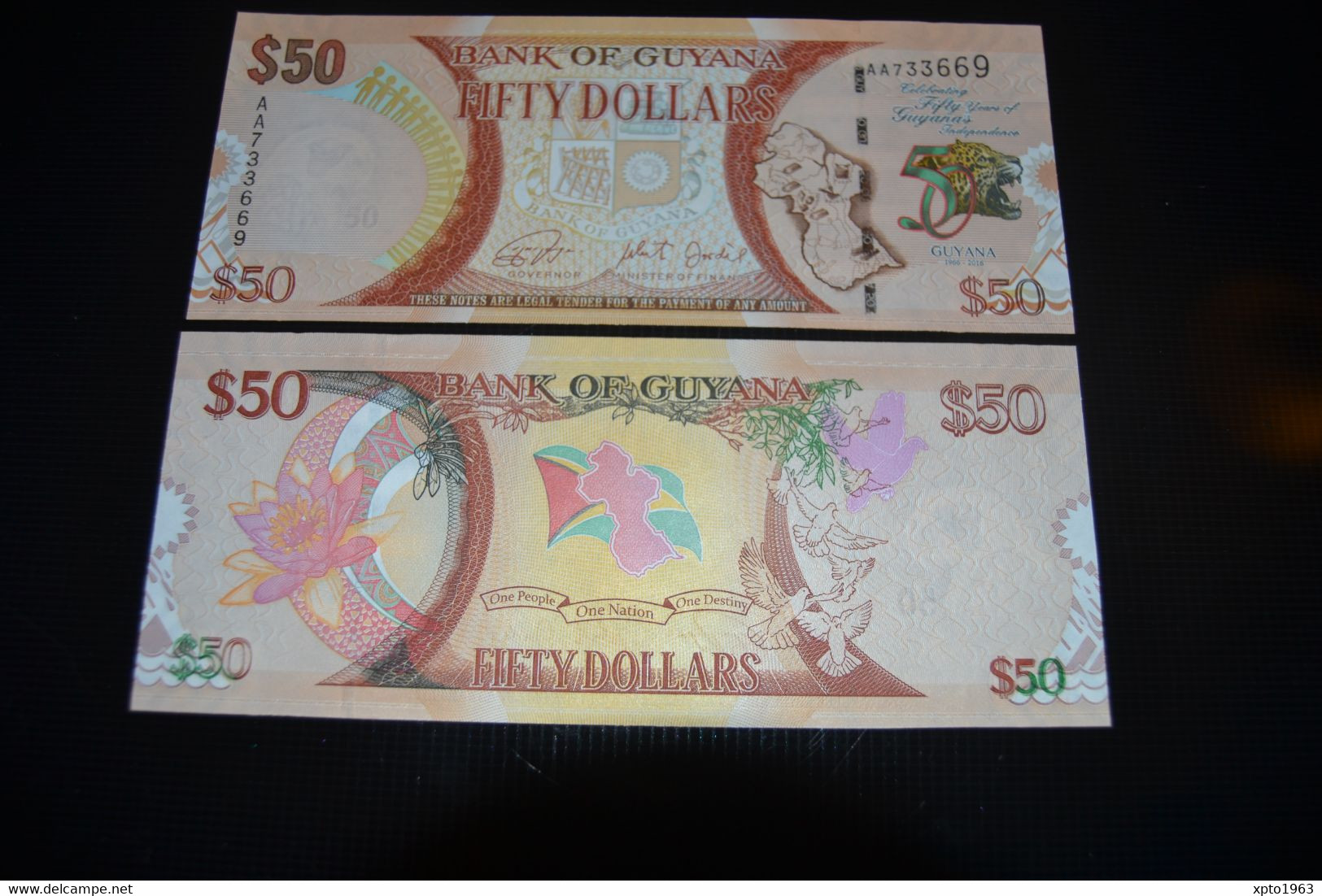 GUYANA, 50 DOLLARS, 2016, (AA  Prefix: Serial Number: AA733669) UNC - Guyana