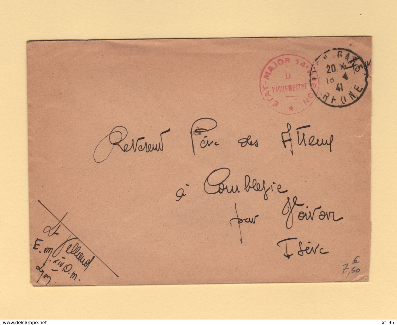 Etat Major 14e Region - 1941 - Lyon Gare - FM - WW II