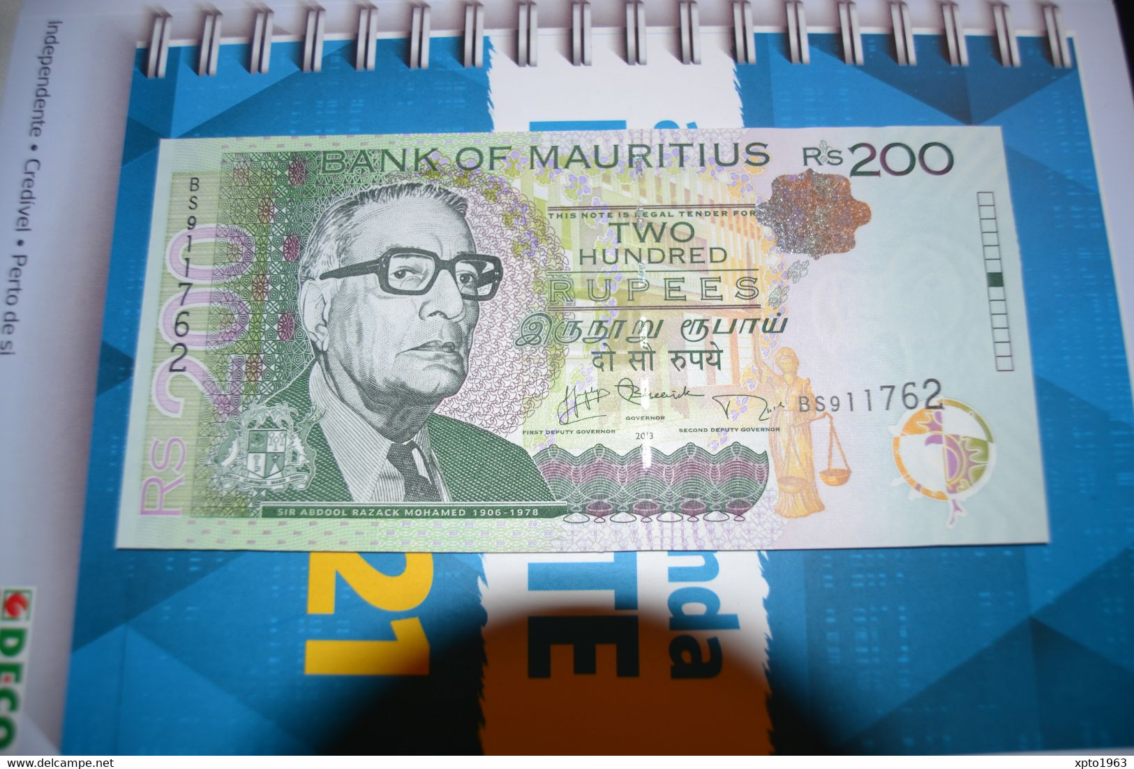 MAURITIUS - 200 RUPEES 2013 - P-61- Serial Number: BS911762 - UNC -  NEUF - Mauritius