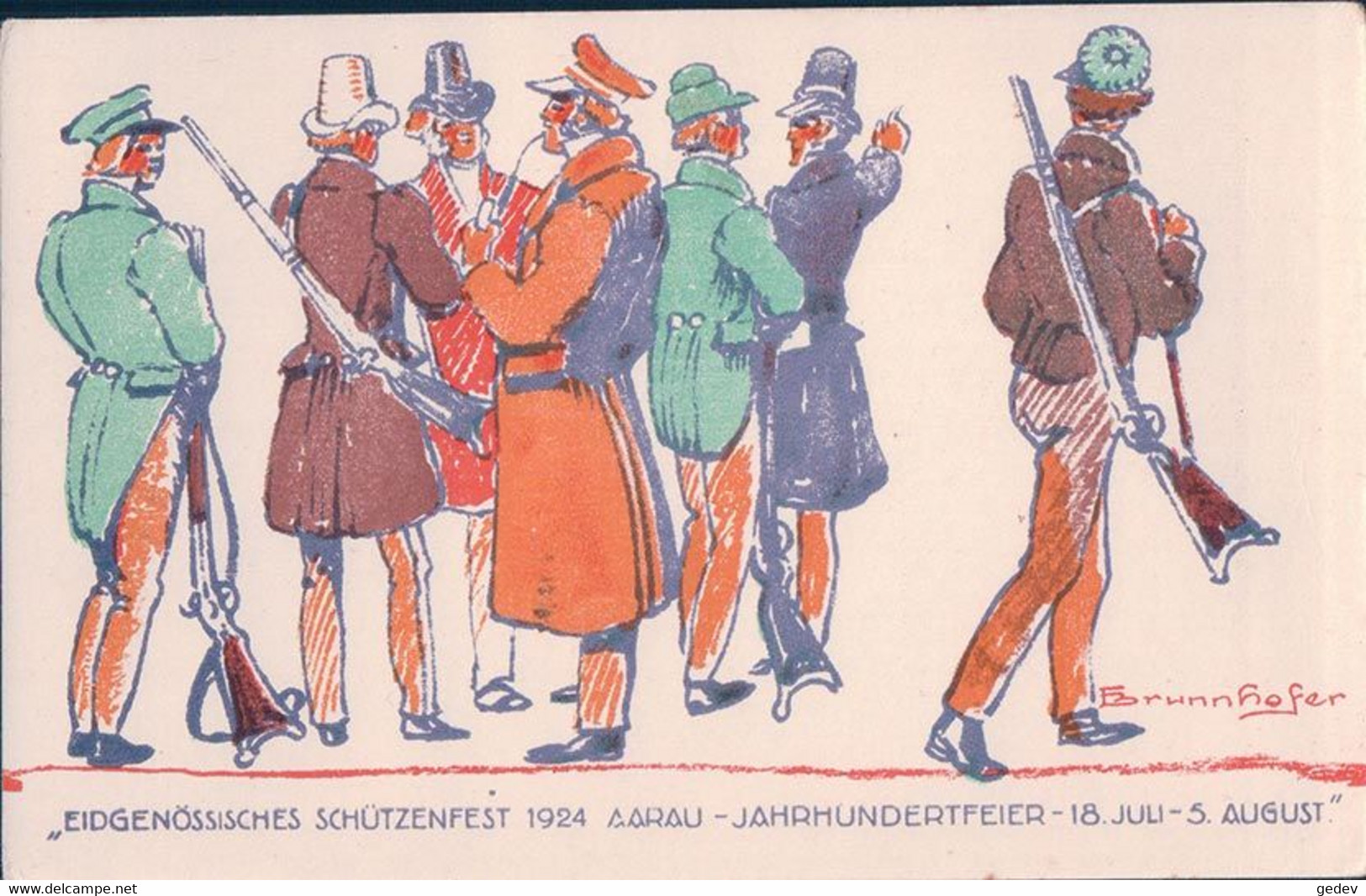 Aarau AG, Eidgenössisches Schützenfest 1924, Illustrateur E. Brunnhofer, Litho Stirnemann Menziken (18724) - Menziken