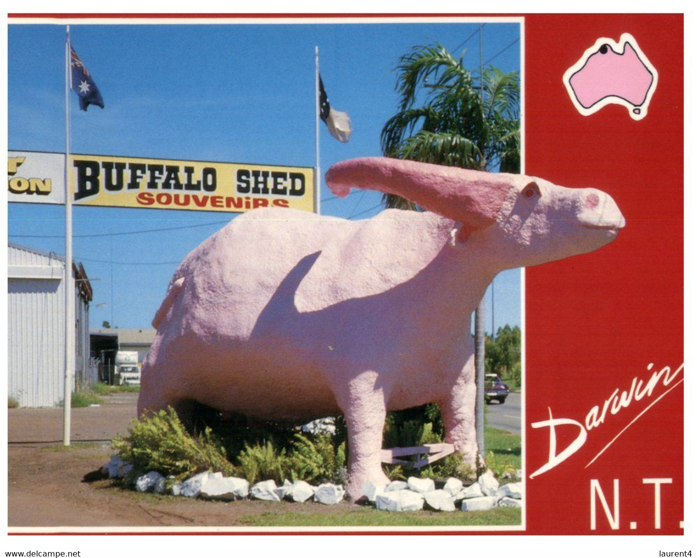 (GG 26) Australia - NT - Darwin, Buffalo Shed  (Pink World Largest Buffalo Lefty (statue) - Darwin
