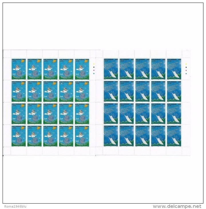 SAN MARINO 1999 CAMPIONATO MONDIALE VOLO LBERO 2 MINIFOGLII INTERO ** MNH - Blocks & Sheetlets