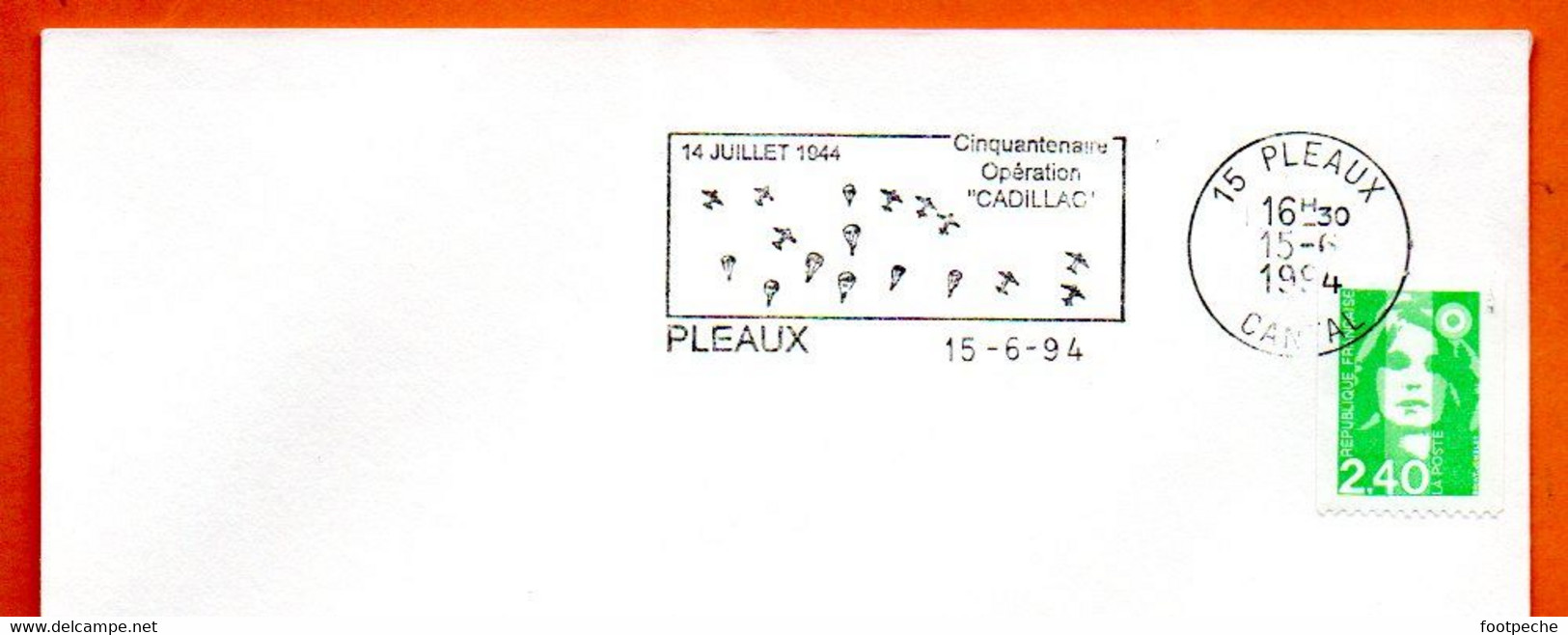 15 PLEAUX   1944 OPERATION  CADILLAC   1994 Lettre Entière N° HI 194 - Sellados Mecánicos (Publicitario)