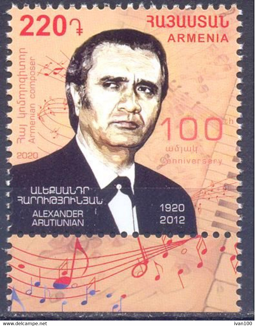 2020. Armenia, Music, A. Arutunian, Composer, 1v, Mint/** - Armenien