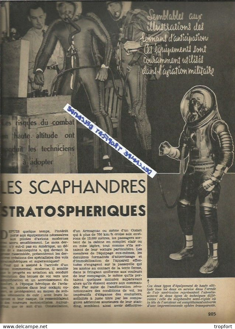 Revue science et vie 1953 SCAPHANDRIER SCAPHANDRE ATMOSPHERIQUE / ZOE pile atomique SACLAY