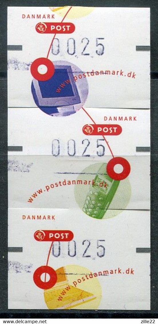 Denmark Dänemark Mi# ATM 14-16 Digitalisation,  Postfrisch/MNH - Strip Cutting Error - Automatenmarken [ATM]