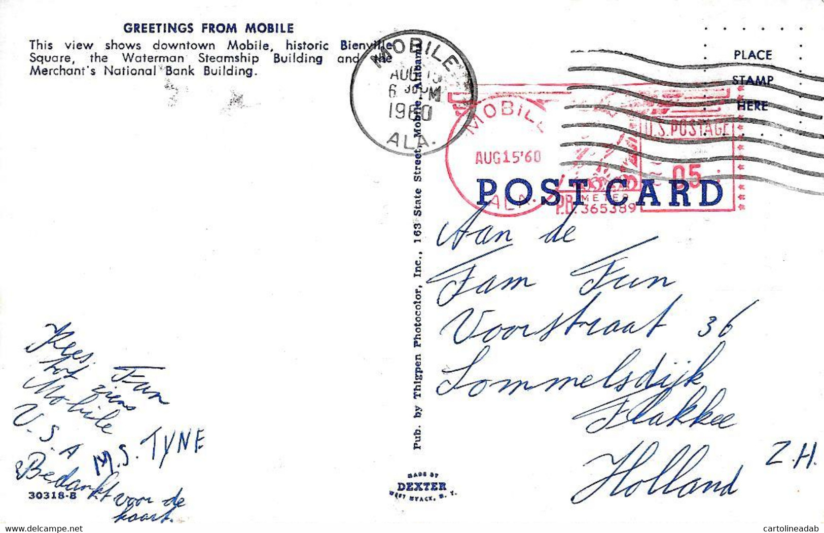 [DC12505] CPA - MOBILE - GREETINGS FROM MOBILE - Viaggiata 1960 - Old Postcard - Mobile