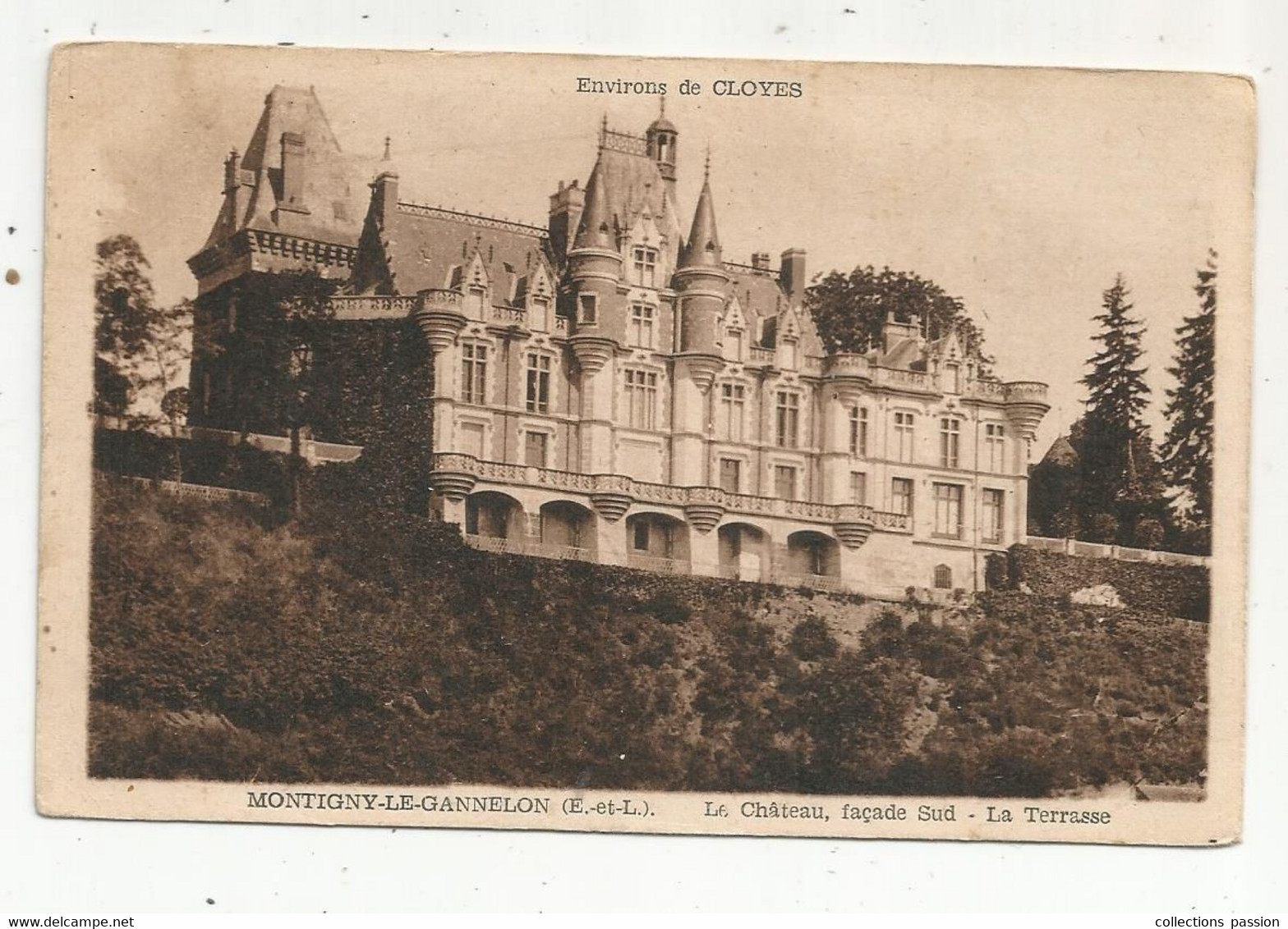 Cp , 28 , MONTIGNY LE GAMMELON ,  Le Château , Façade Sud , La Terrasse , Vierge - Montigny-le-Gannelon