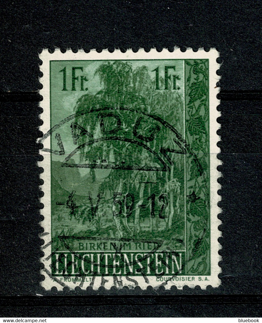 Ref 1458 - 1957 Liechtenstein 1 Franc Used Stamp - SG 357 - Trees Nature Theme - Gebraucht