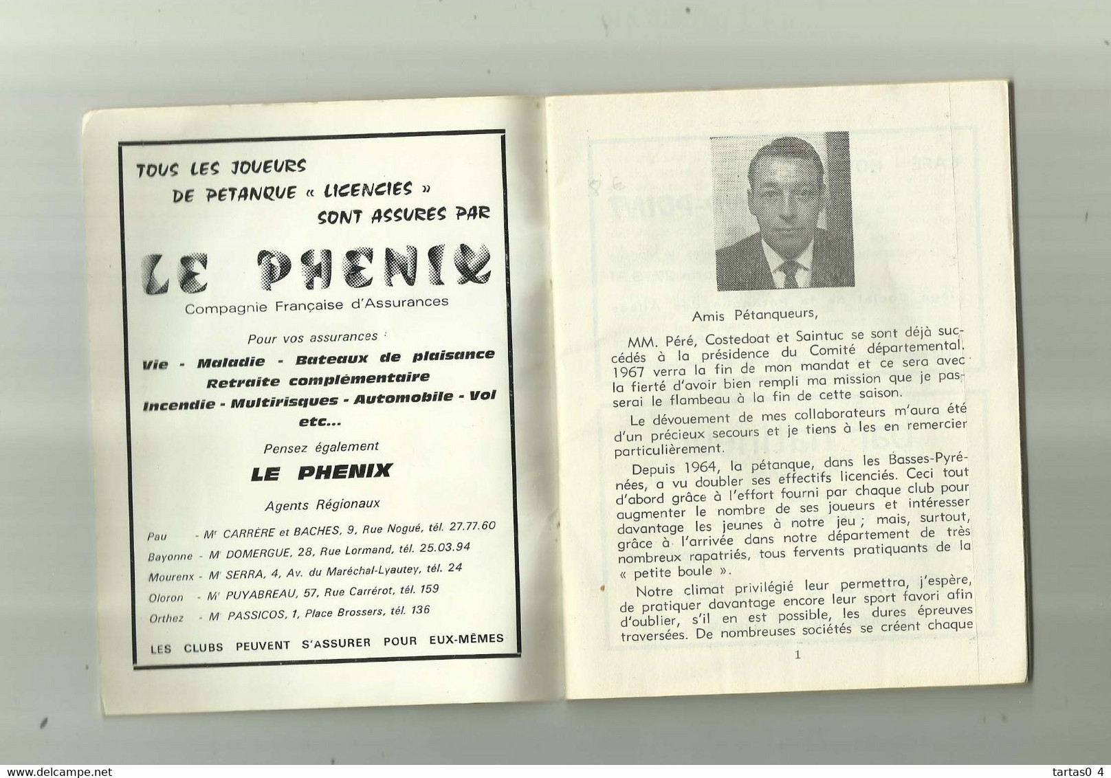 SPORT PETANQUE - DPT 64 - Federation Francaise De Petanque Calendrier 1967 Comite Basses Pyrenées ( 40 Pages ) - Petanca