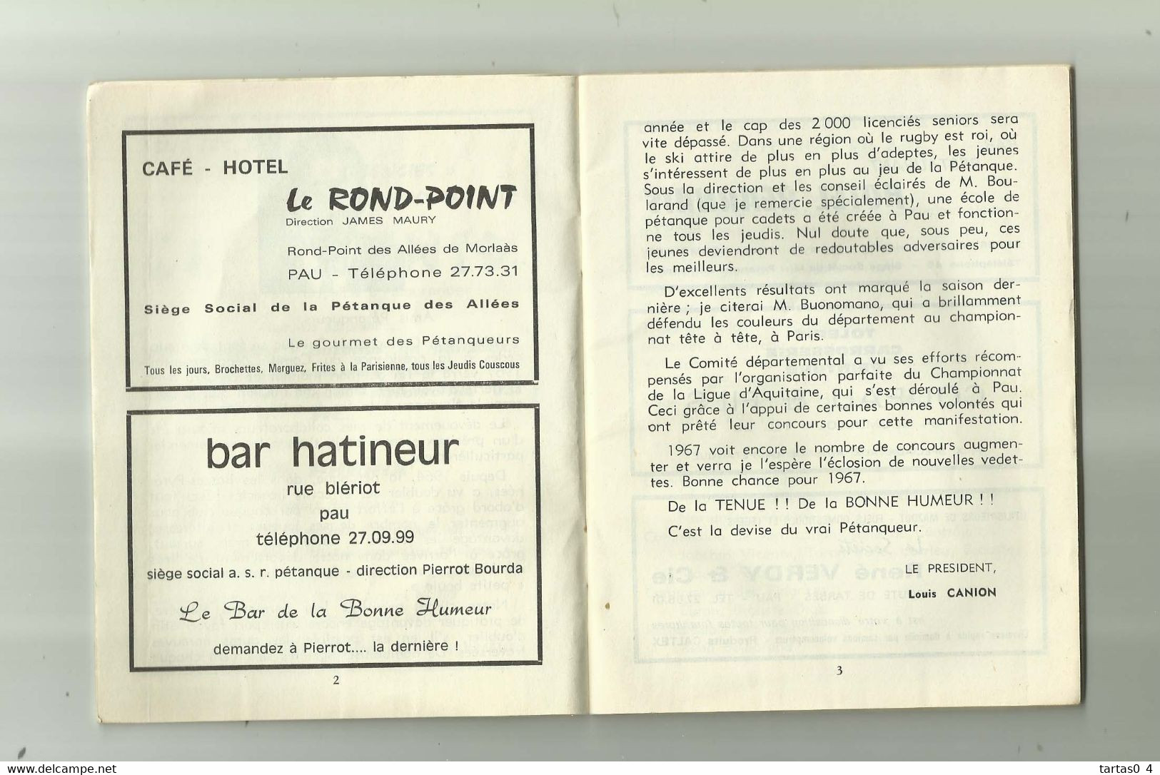 SPORT PETANQUE - DPT 64 - Federation Francaise De Petanque Calendrier 1967 Comite Basses Pyrenées ( 40 Pages ) - Petanque