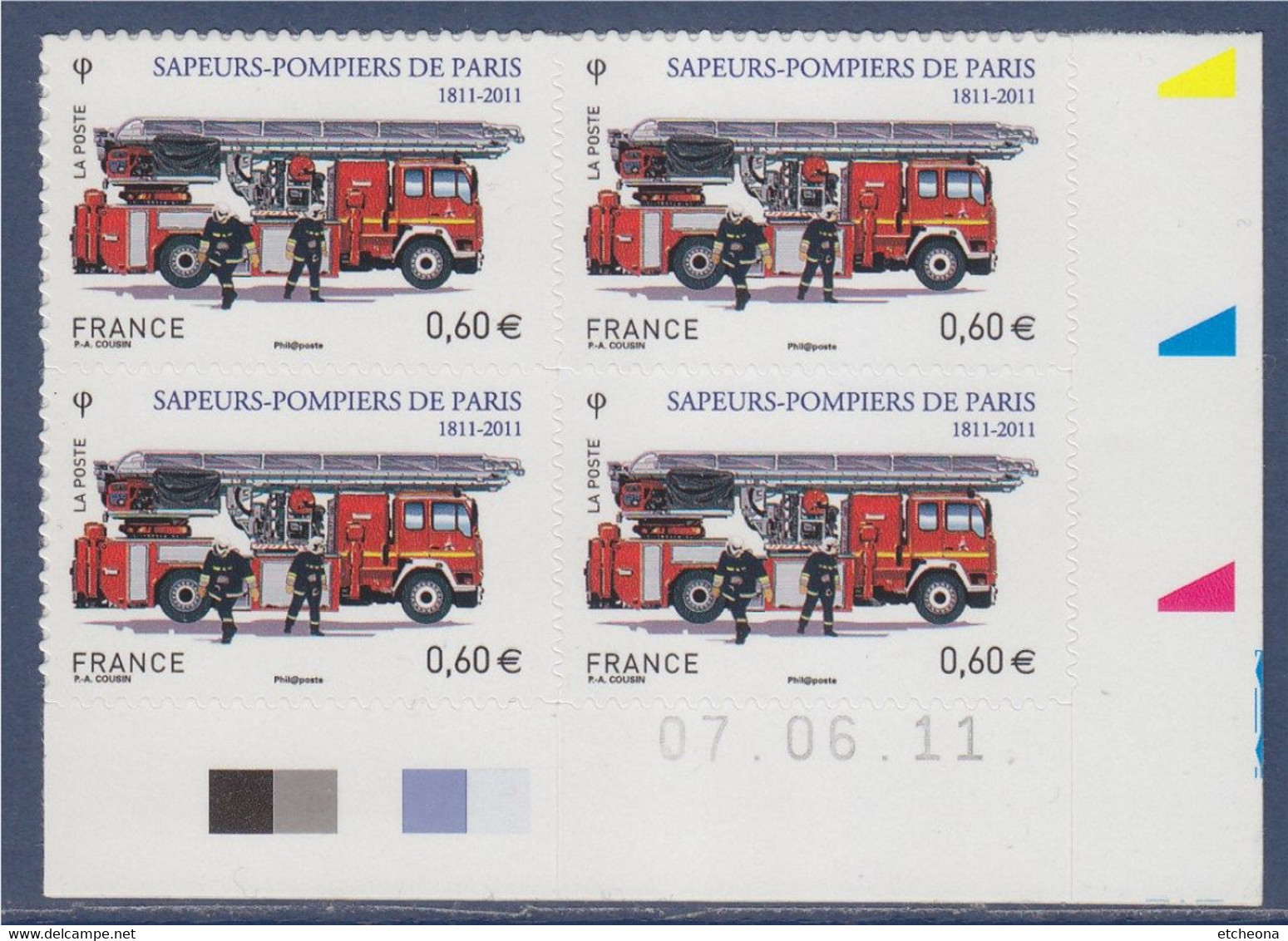 COIN DATÉ, Camion D'intervention, Sapeurs Pompiers De Paris, 200 Ans, 0.60€, Adhésif 602 Neuf Type Du 4590 Gommé - 2010-2019