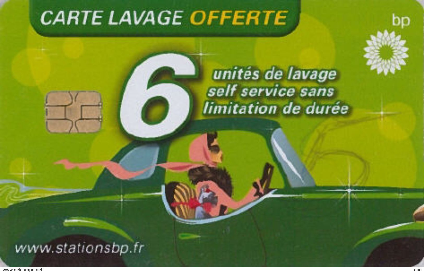 # Carte A Puce Portemonnaie  Lavage BP - Conductrice - Verte - 6u - Puce1 - Tres Bon Etat - - Car Wash