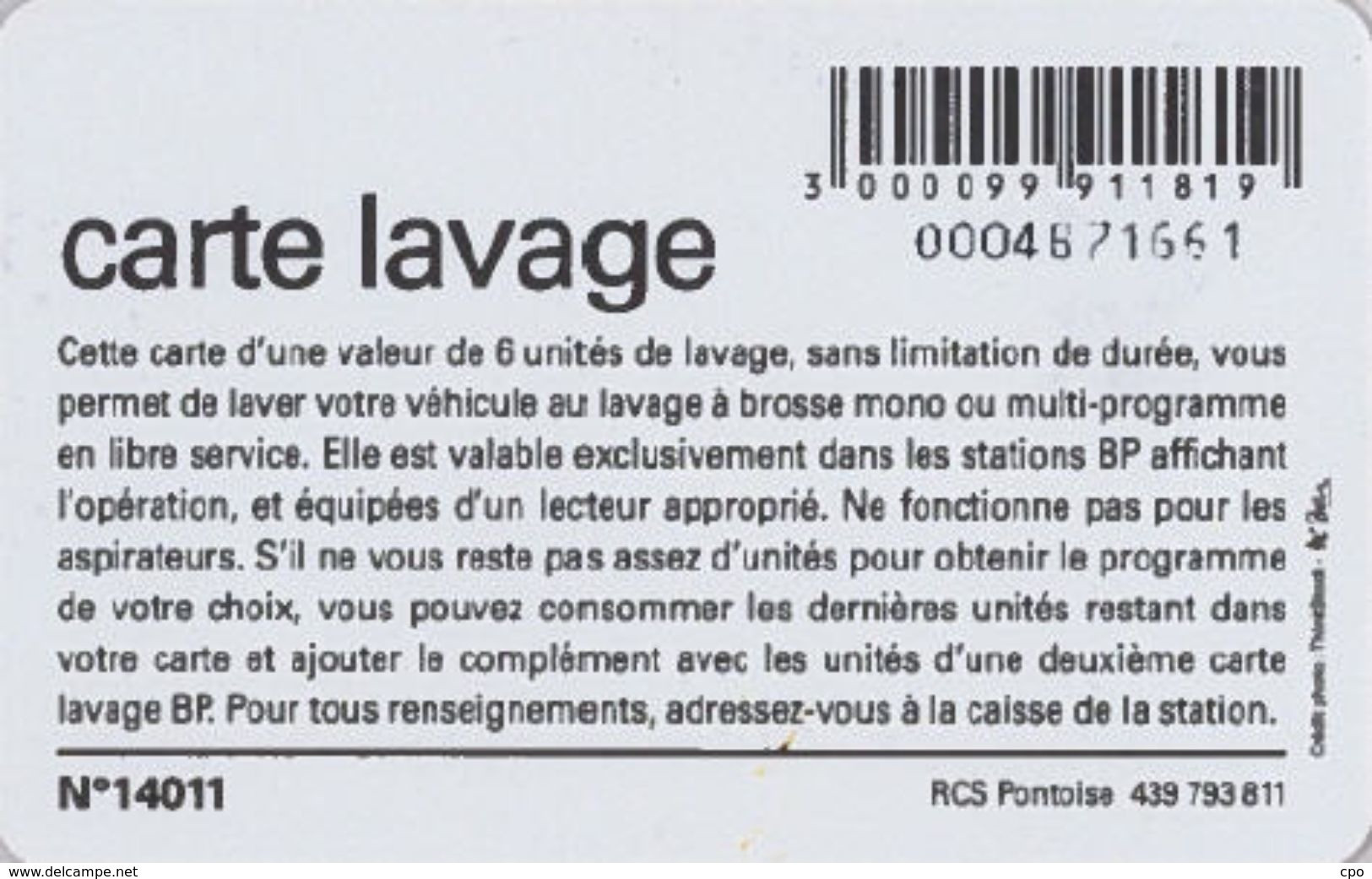 # Carte A Puce Portemonnaie Lavage BP - Palmiers - 6u - Tres Bon Etat - - Autowäsche