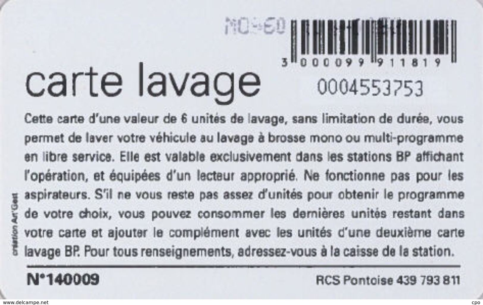 # Carte A Puce Portemonnaie  Lavage BP - Fleur - Violet - 6u - Puce1? - Offerte Non Gratté - Tres Bon Etat - - Autowäsche