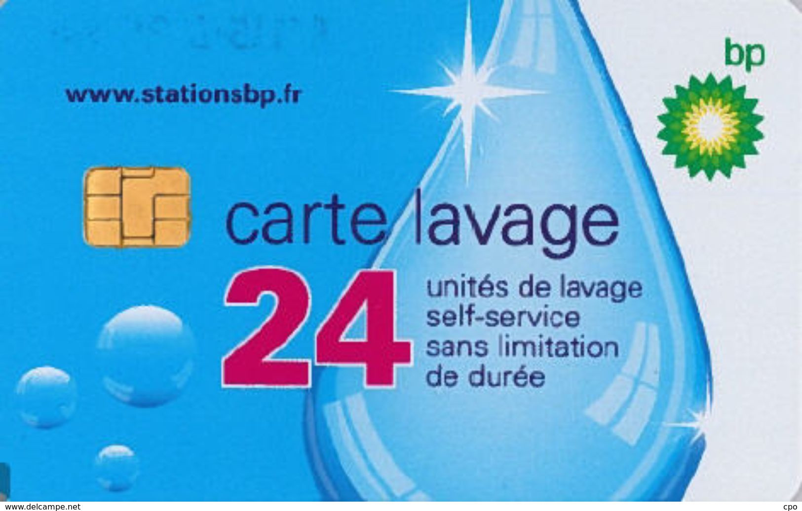 # Carte A Puce Portemonnaie  Lavage BP - Goutte - 24u Puce1? - Tres Bon Etat - - Colada De Coche