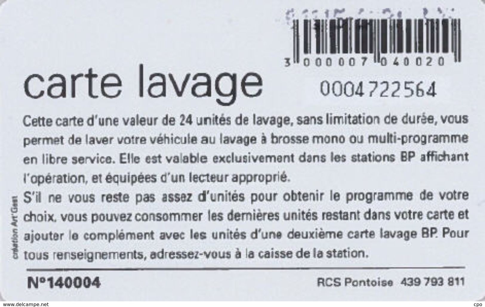# Carte A Puce Portemonnaie  Lavage BP - Goutte - 24u Puce1? - Tres Bon Etat - - Autowäsche