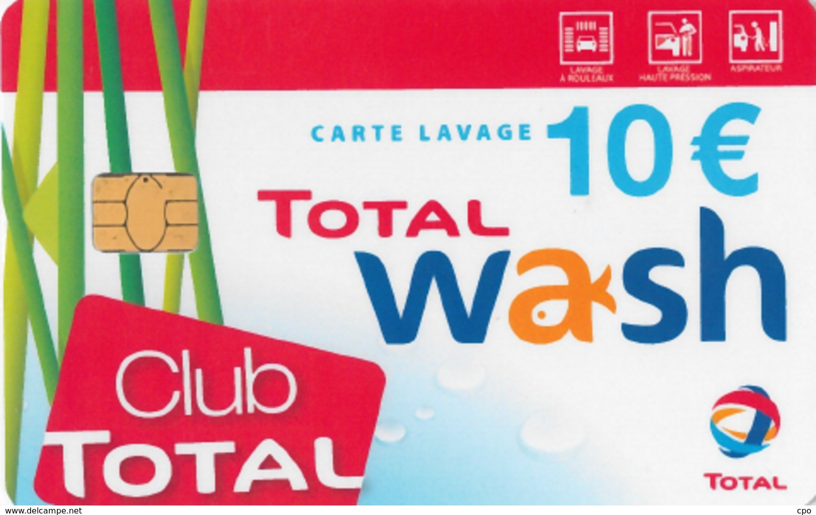 # Carte A Puce Portemonnaie Lavage Total - Club Total - 700 Stations - 10 Euros - Tres Bon Etat- - Car-wash