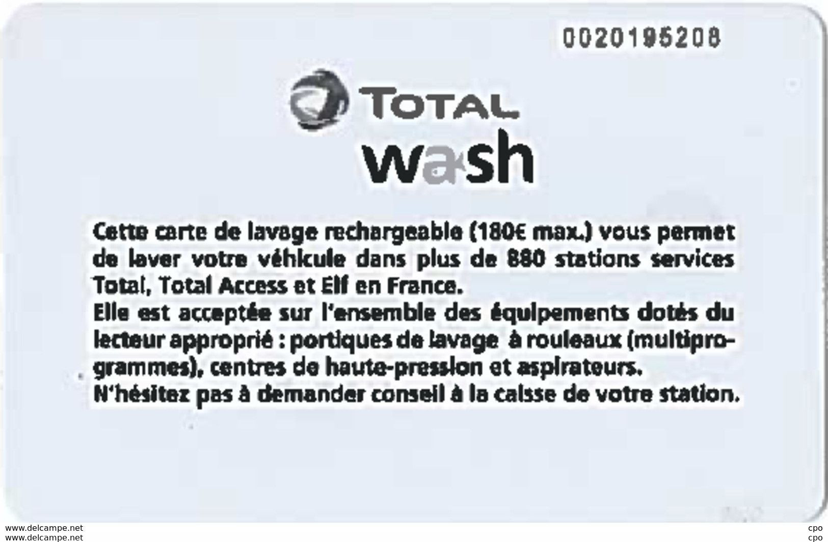 # Carte A Puce Portemonnaie Lavage Total - 880 Stations - Plante Et Gouttes - Carte De Lavage Rechargeable - Brillante - Lavage Auto