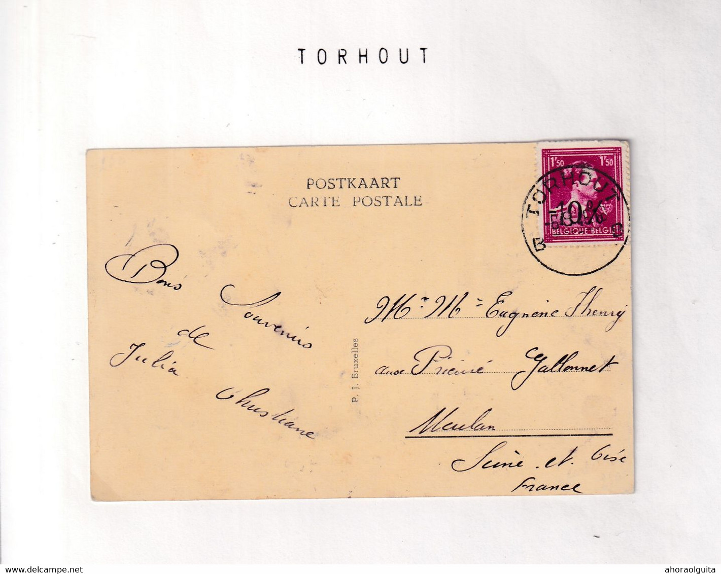 DDY 454 -- Collection THOUROUT - Surcharge Moins 10 % Locale (type Différent) Sur Carte-Vue TP Col Ouvert THOUROUT 1946 - 1946 -10%