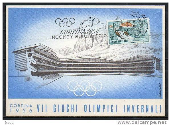 ITALIA  - ITALY - ITALIE - 02/02/1956 - GIOCHI OLIMPICI INVERNALI DI CORTINA - HOCKEY SU GHIACCIO - ANNULLO - Winter 1956: Cortina D'Ampezzo