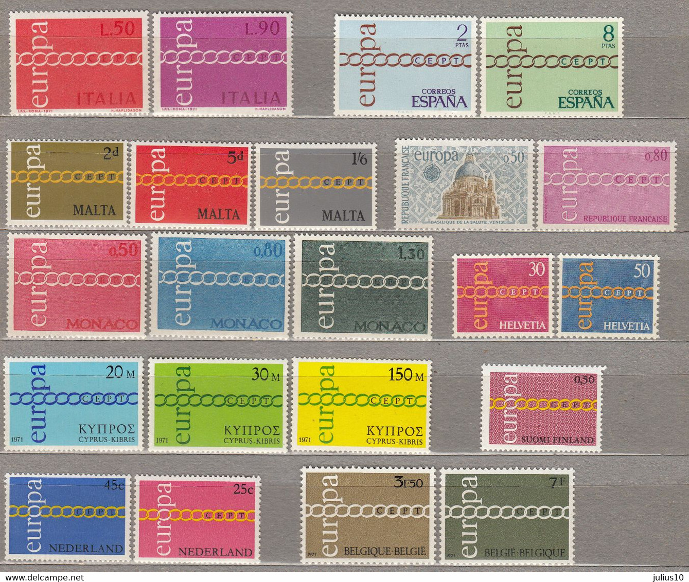 1971 EUROPA CEPT MNH (**) 34 Values 2 Scans CV 120 EUR #17479 - Sammlungen