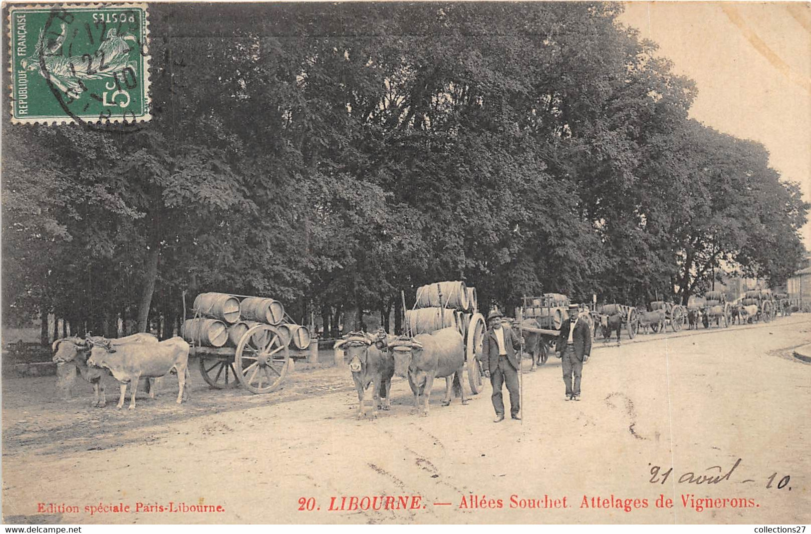 33-LIBOURNE- ALLEE SOUCHET, ATTELAGE DE VIGNERONS - Libourne