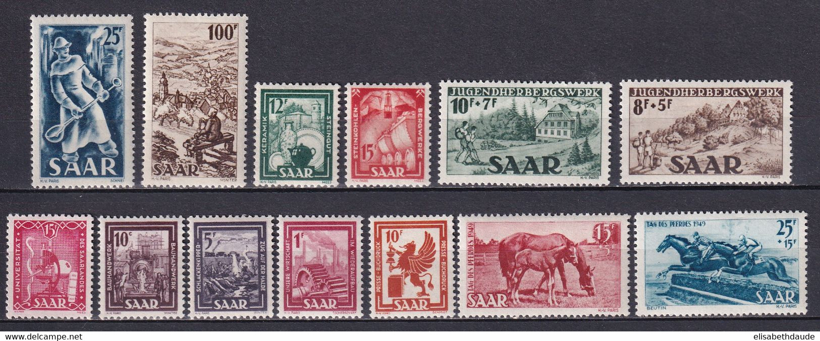 SAAR / SARRE - 1949 - YVERT N° 250/262 * MLH - COTE = 108 EUR. - - Neufs