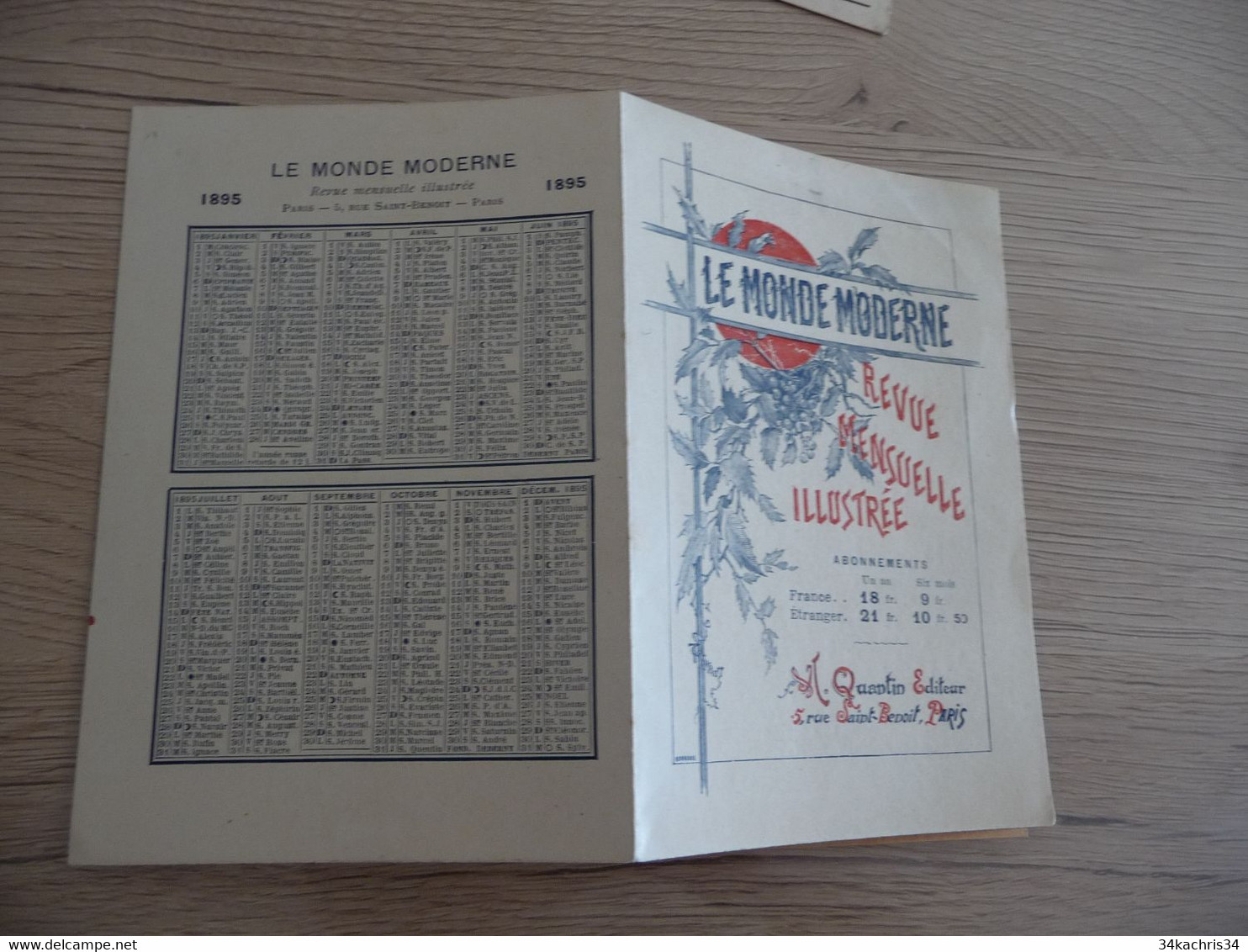 Calendrier 1895 Pub 2 Volets Le Monde Moderne Revue Illustrée - Small : ...-1900