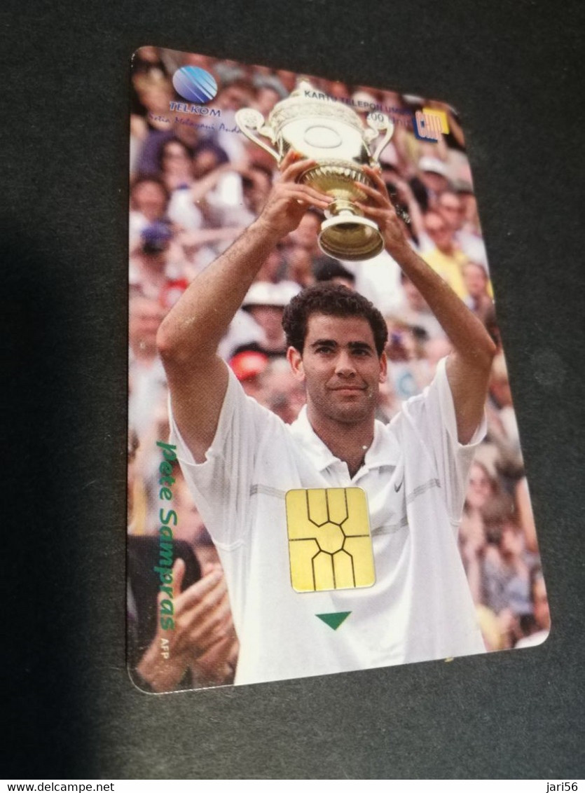 INDONESIA CHIPCARD 200  UNITS   WIMBELDON TENNIS  WINNER PETE SAMPRAS            Fine Used Card   **4620 ** - Indonésie