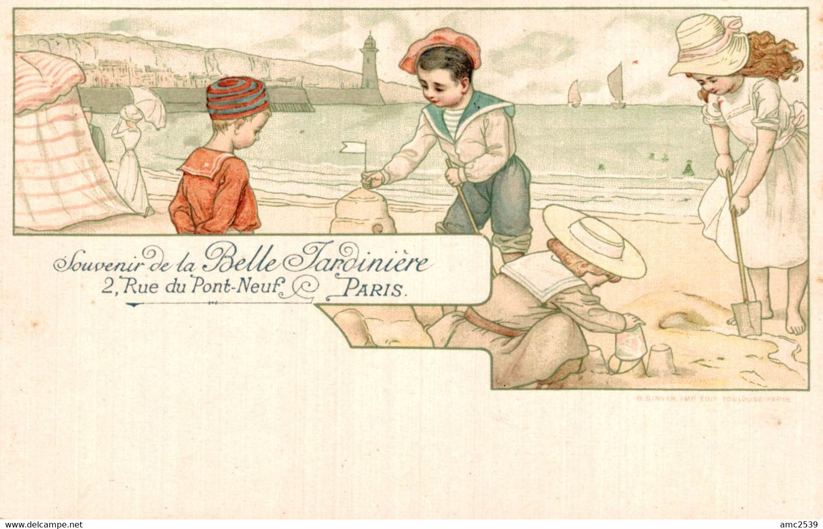 SOUVENIR DE LA BELLE JARDINIERE  PARIS  Enfants à La Plage - Advertising